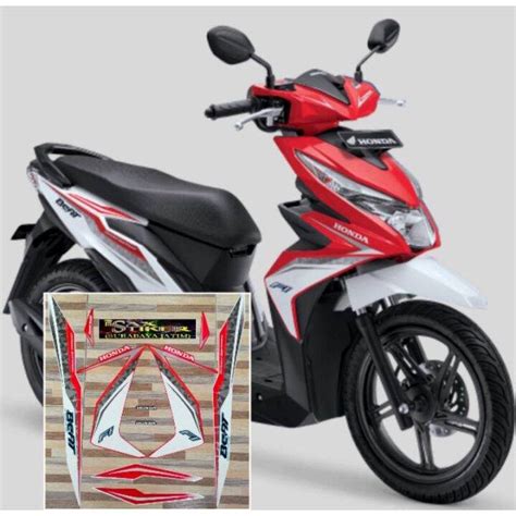 Striping Original Honda Beat Esp Fi Iss Merah Putih Tahun