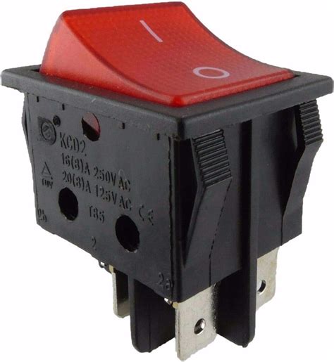 Rocker Switch 2 Pole ON OFF 16A Max 250V Red Illuminated Amazon Co Uk