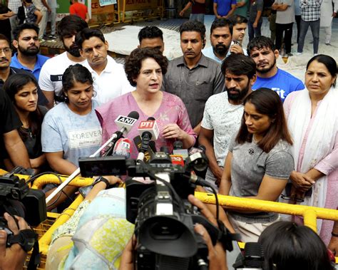 Priyanka Meets Protesting Wrestlers At Jantar Mantar Accuses Govt Of