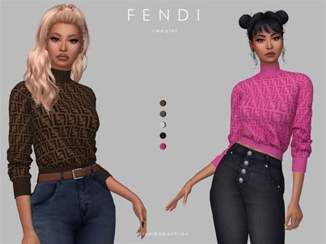 Plumbobs N Fries FENDI Sweater Sims 4 Mods Clothes Sims 4