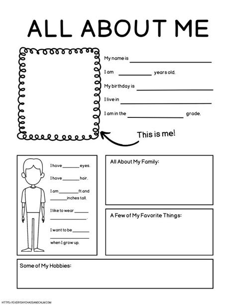 Free Printable All About Me Worksheet For 5th Grade Printable Templates