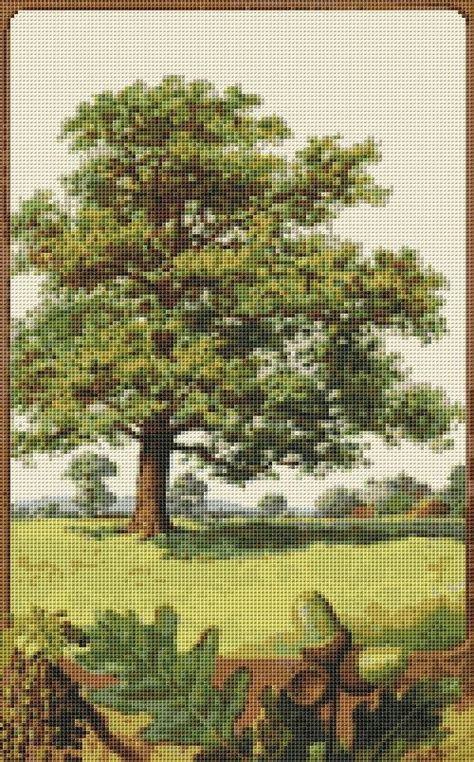 Oak Tree Cross Stitch Pattern Instant Digital By NeedleAndFloss Cross