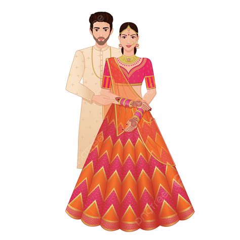 Engagement Couple Standing With Traditional Lehenga And Kurta Indian