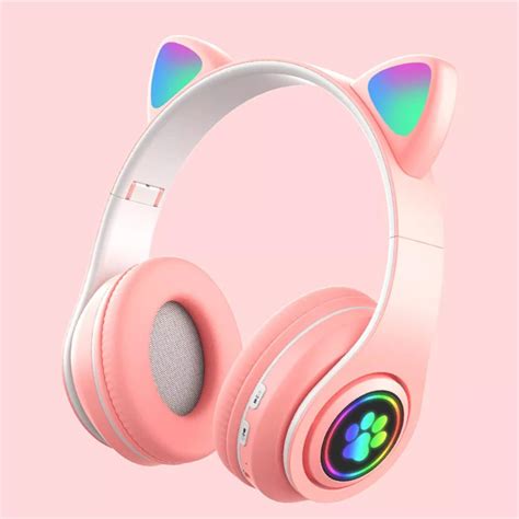 Fone De Ouvido HeadFone Sem Fio Orelha De Gato Gatinho Cat 5 0