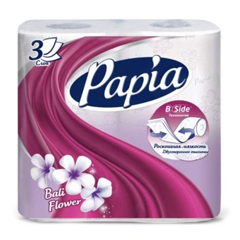 Туалетная бумага Papia «3х-слойная, Балийский цветок», 4 шт — купить ...