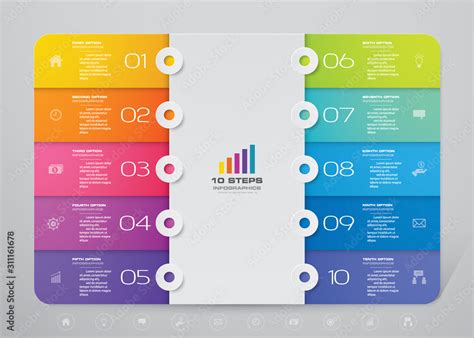 10 steps simple&editable process chart infographics element. EPS 10 ...