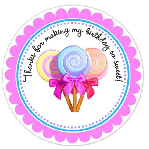 Printable Thank You Candyland Birthday Birthday Labels Candyland