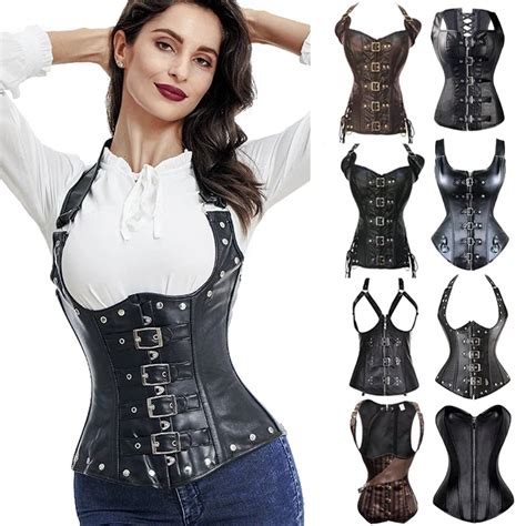 Corpi O De Cuero Sexy Para Mujer Cors Steampunk Cors Deshuesado De