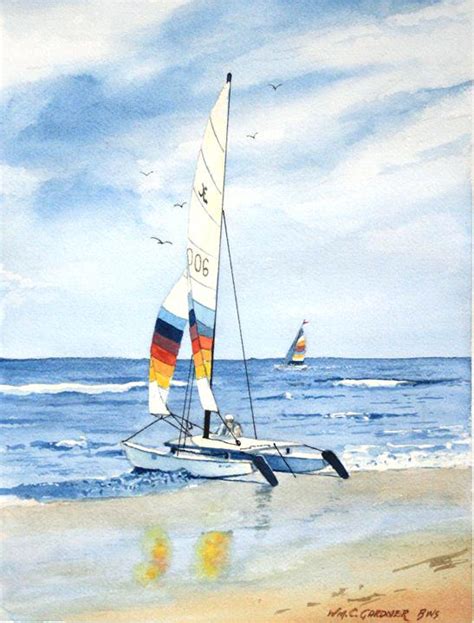 Sailboat Paintings Watercolor at PaintingValley.com | Explore ...