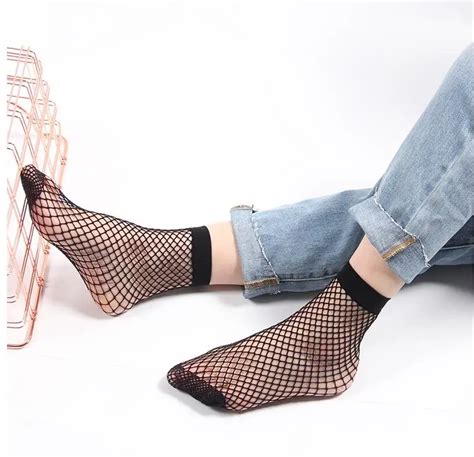 20172 Pairs Fashion Harajuku Solid Black Breathable Fishnet Socks Cool