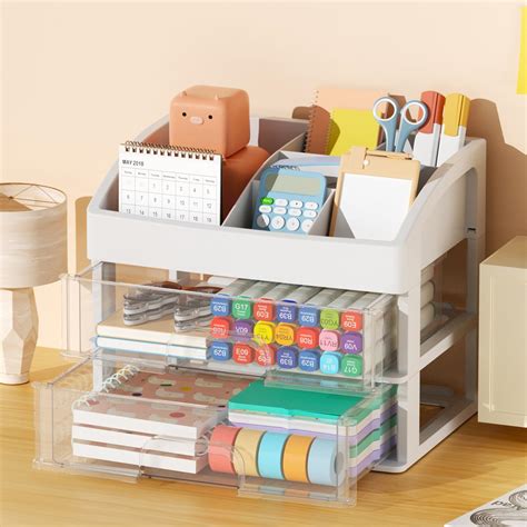 Amazon.com: Desk Organizer with Drawers, 3 Drawers Storage Organizer ...