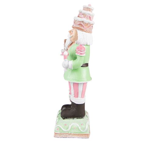 Clayre Eef Beeld Notenkraker 24 Cm Groen Roze Polyresin