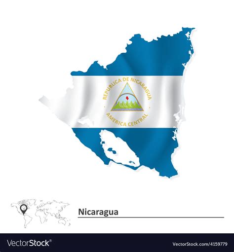 Map nicaragua with flag Royalty Free Vector Image