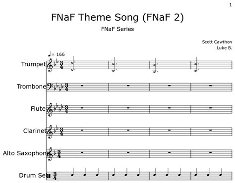 Fnaf Theme Song Fnaf 2 Sheet Music For Trumpet Trombone Flute