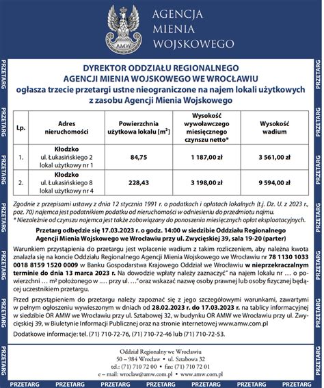 Dyrektor Oddzia U Regionalnego Amw We Wroc Awiu Og Asza Trzecie