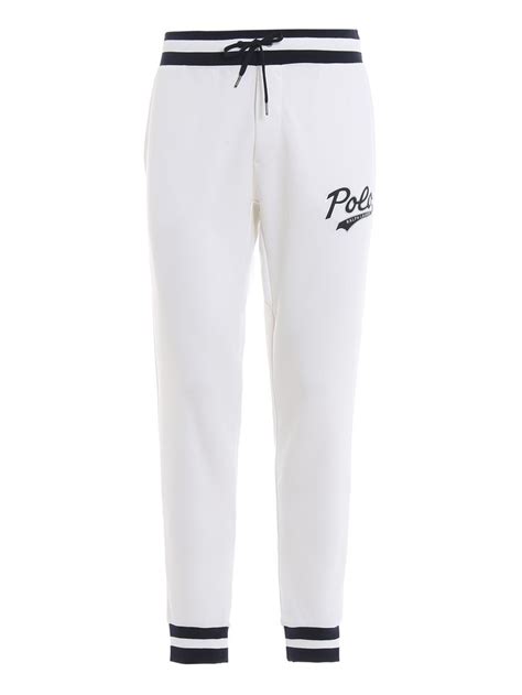 Classic White Stretch Cotton Tracksuit Bottoms By Polo Ralph Lauren