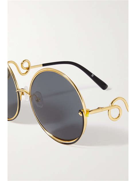 Linda Farrow Eyewear Bea Bongiasca Round Frame Gold Tone Sunglasses