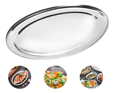 Bandeja Travessa Oval Rasa Inox Servir Parmegiana Peixe 34cm MercadoLivre