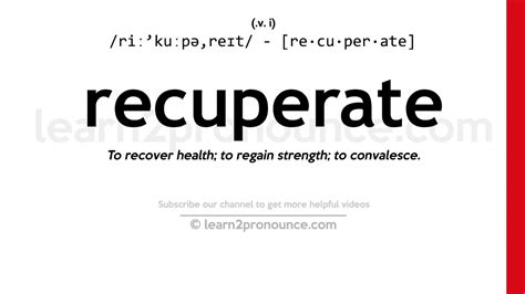 Pronunciation Of Recuperate Definition Of Recuperate Youtube