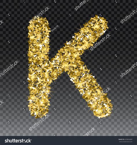 Gold Glittering Letter K Vector Shining Stock Vector Royalty Free 659856889