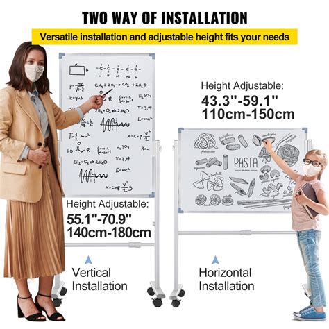 Vevor Mobile Dry Erase Board Magnetic Whiteboard W Stand 36 X 24 Double Sided