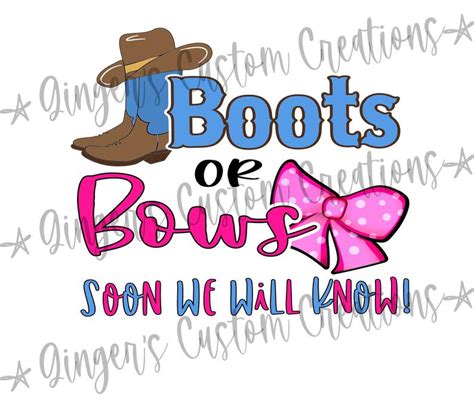 Boots Or Bows Gender Reveal Sublimation Transfer Ready To Etsy