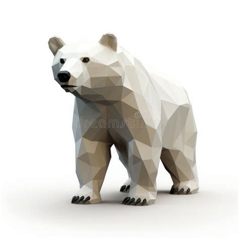 Low Poly Polar Bear Bold Structural Design On White Surface Stock