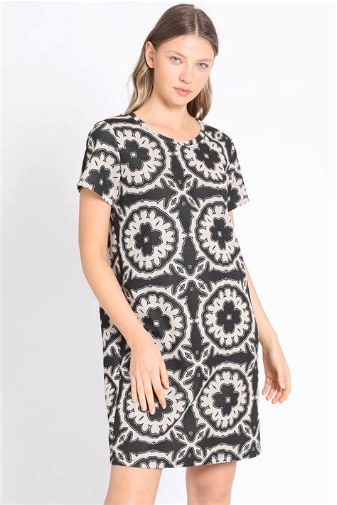 Ripley Vestido Midi Estampado Negro Liola