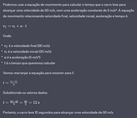 Um carro parte do repouso aceleração de 5 m s ² e percorre