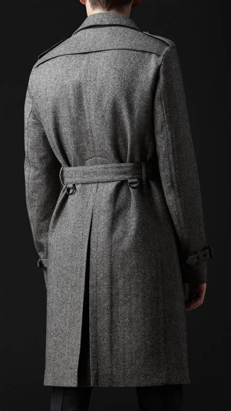 Lyst Burberry Prorsum Herringbone Wool Trench Coat In Gray For Men