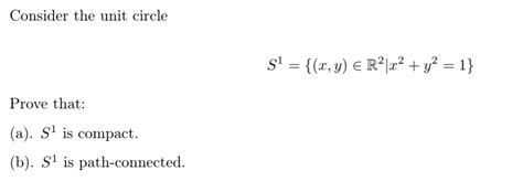 Solved Consider The Unit Circle S1 { X Y € R²x2 Y2