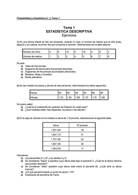 Práctica ejercicios y prácticas realizadas de estadística I