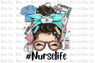 Nurse Life Messy Bun Black Hair Design Graphic By Beleo Art Creative