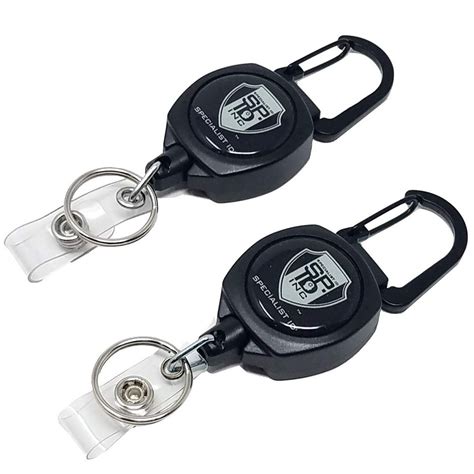 5 Pack Heavy Duty Retractable Badge Reels With Id Holder Strap And Keychain Strong Carabiner