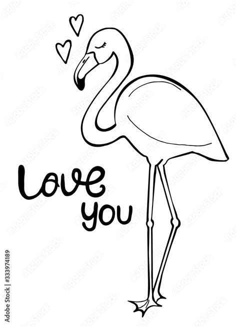 Flamingo Heart Drawing