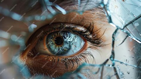 Premium Photo Professional Photography Eye Looking Through Broken Glass