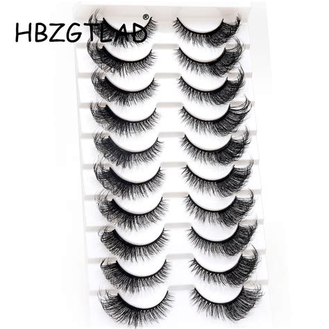 10 Pairs 3D Mink Eyelashes Curled Winged Natural Realistic Messy End