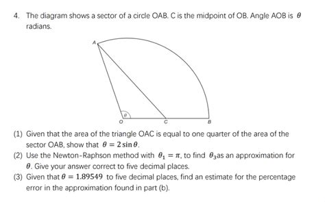 Solved The Diagram Shows A Sector Of A Circle Oab C Is The