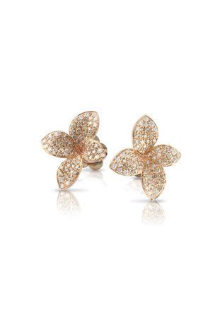 PAPN1 Pasquale Bruni Giardini Segreti 18k Rose Gold Diamond Flower Stud