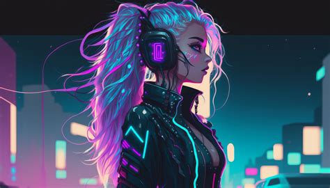 Wallpaper Ai Art Ilustrasi Wanita Kota Cyberpunk Anime Malam