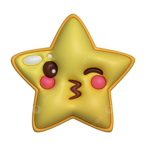 Emoji Bintang Lucu 3d Vektor Bintang Lucu 3d Seni Emoji Bentuk Bintang 3d Png Dan Vektor