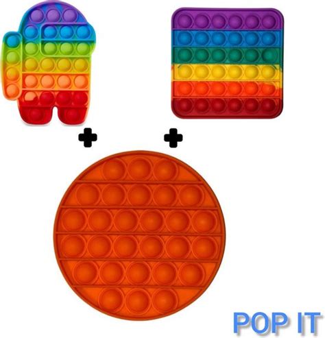 Fidget Toys Pop It Pakket Van Stuks Among Us Regenboog Vierkant