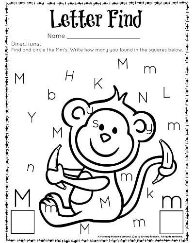 Cute Letter Find Worksheets With A Freebie Planning Playtime Preschool Letters Preschool