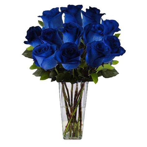 The Ultimate Bouquet Gorgeous Blue Rose Bouquet in Clear Vase (12 Stem ...