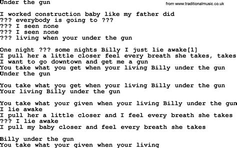 Bruce Springsteen song: Under The Gun, lyrics