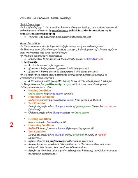 Psyc Unit Notes Psyc Unit Notes Social Psychology