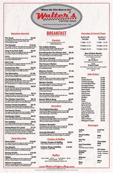 Menu Of Walters Coffee Shop In Palmetto Bay Fl 33157