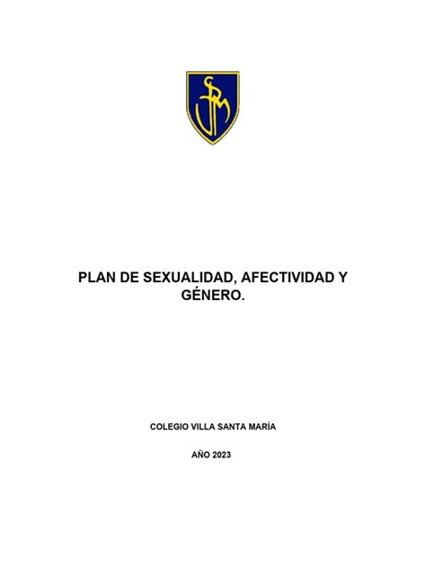 Plan De Sexualidad Afectividad Y Género 2023 Pdf La Sexualidad