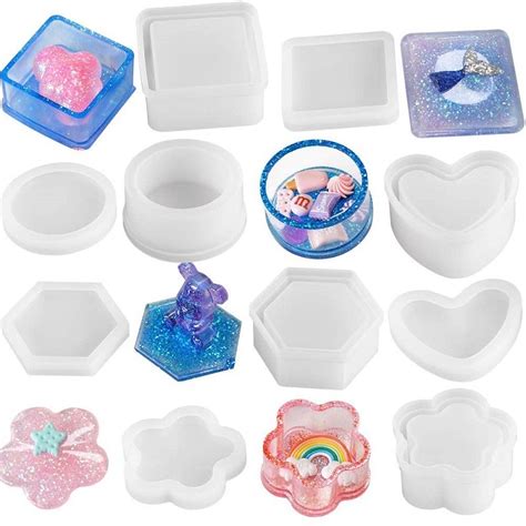 Silicone Resin Jewelry Storage Molds Epoxy Box Mold With Lids For Craft Concrete Candle Jar