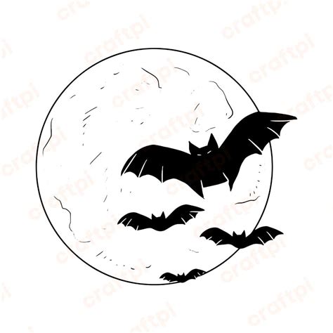 Halloween Moon Silhouette SVG, PNG, JPG, PSD, DXF Files | Craftpi